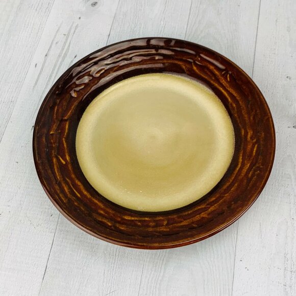 Linden Street WILLOW LANE RUST Embossed Rim Stoneware Lunch Salad  Plates Set 3 - Picture 2 of 9